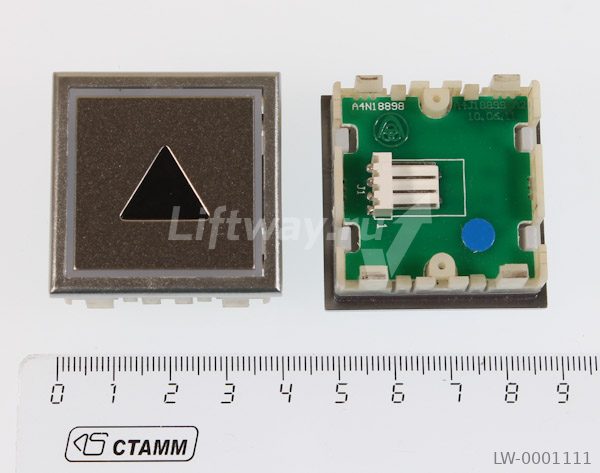 Кнопка "ВВЕРХ" или "ВНИЗ" Thyssen KT40 STEP C 40х40мм Европейский вариант  Голубая подсветка