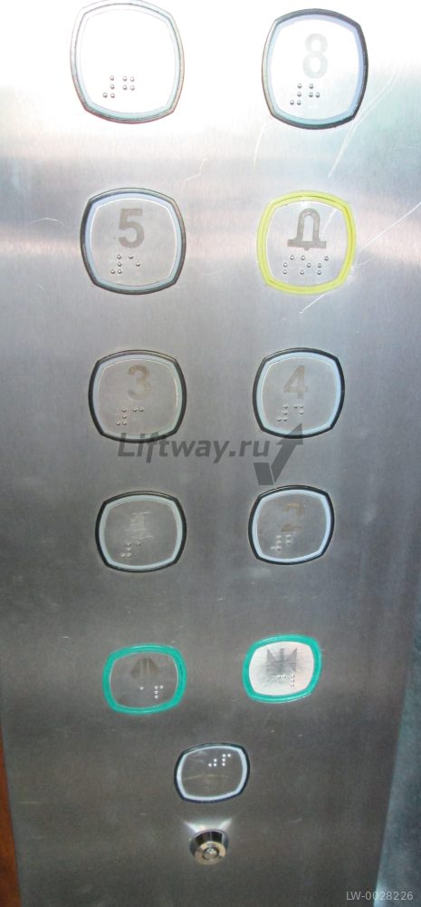 Кнопка приказа "8" с браилем красная подсветка тип B2M