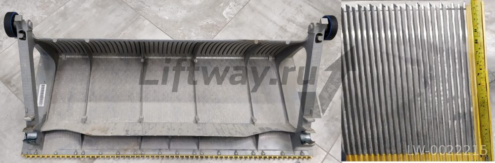 Ступень алюминиевая 1000мм Otis XO508 крашеные RAL серая с 3-мя желтыми пластиковыми демарк. линиями