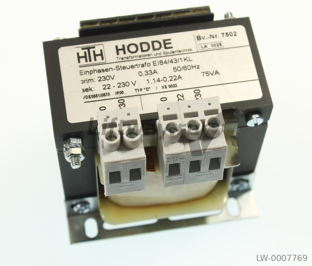 Трансформатор Hodde prim: 230V 0.33A 50/60Hz sec: 22-230V 1.14-0.22A 75VA