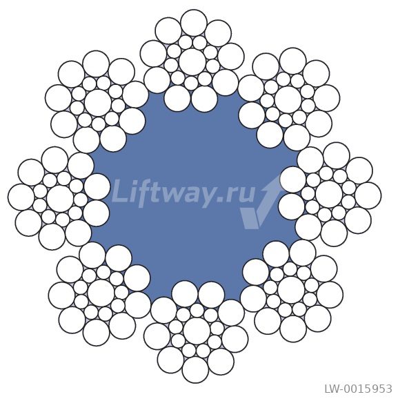 Канат d=9,0 мм 8x19S-FC, 1370/1770 N/mm2, крестовой прав свивки с орган. сердеч-ом (DRAKO Германия)