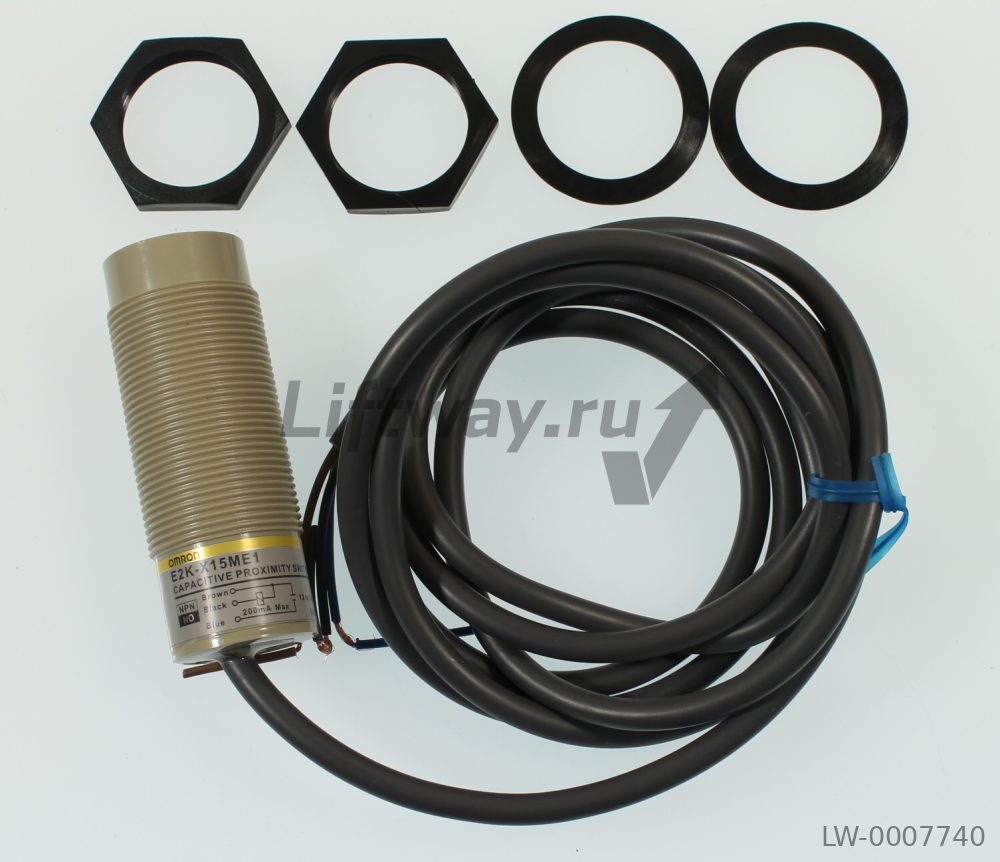 Датчик приближения, емкостной, M30, неэкранированный, 15мм, DC, 3-wire, NPN-NO, кабель 2м