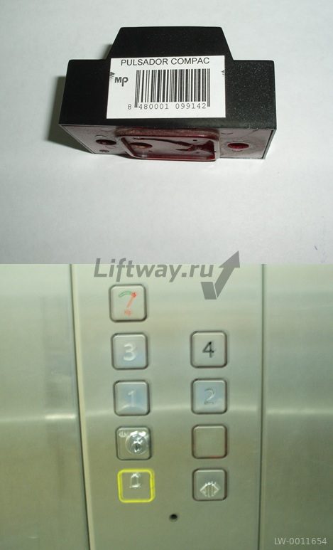 Кнопка приказа "3" PULSADOR COMPAC 24V красная подсветка