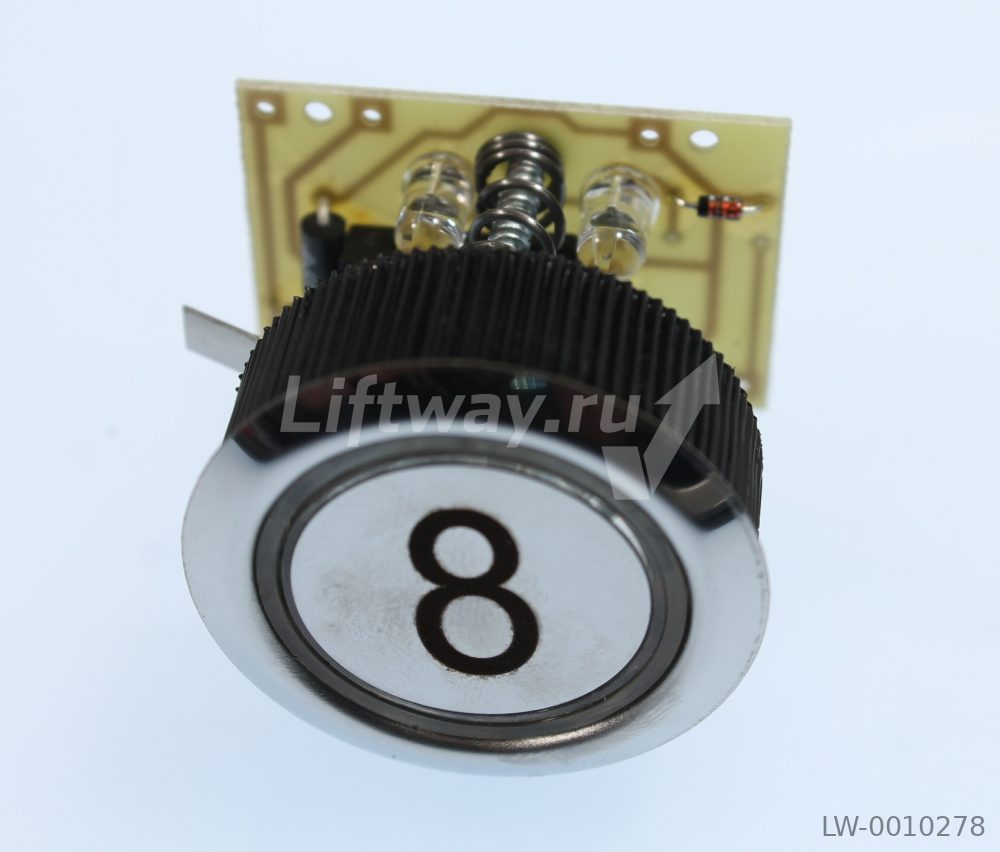 Кнопка приказа "8" квадратная тип PB-12 черный символ красная подсветка