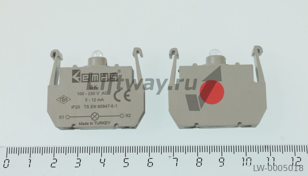 BK Блок- контакт подсветки с красным светодиодом 100-250В AC / DC+