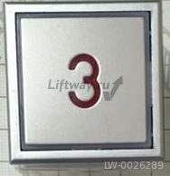 Кнопка Thyssen (Тиссен) c отметкой этажа "3", тип KT40STEP C, красная подсветка