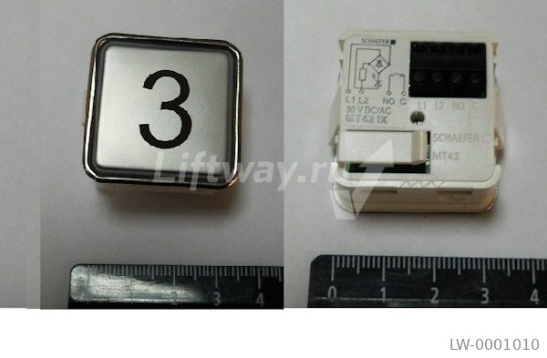 КНОПКА "3" MT42 IX, КРАСНАЯ ПОДСВЕТКА,