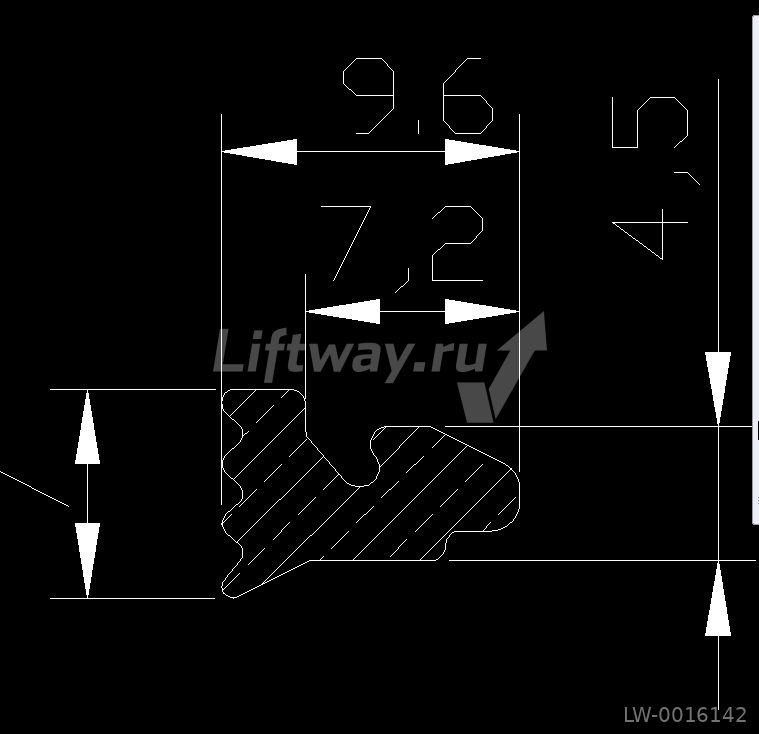 Резиновый уплотнитель L=3050 мм ДК / ДШ Kone