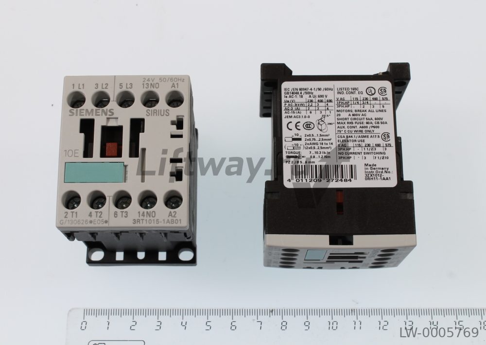 КОНТАКТОР 3-ПОЛ., AC-3, 3 КВТ/ 400 V, 1 НO, AC 24 V, 50 ГЦ, ТИПОРАЗМЕР S00, ВИНТОВЫЕ КЛЕММЫ
