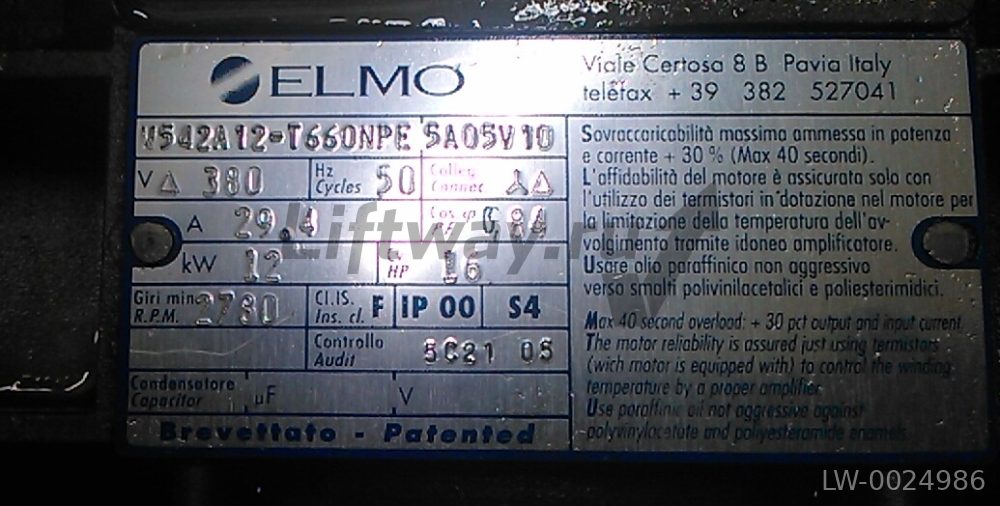 Мотор гидравлический V342A12-T690NE1 12kWt Hp16 V400/690 50Hz, фланец d=155мм, вал 19мм
