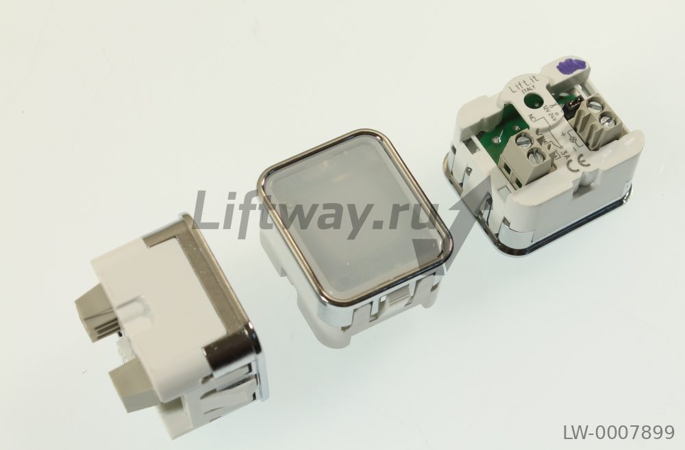 Кнопка прямоугольная HT38R (12/24V) без накладки нажимного элемента, синяя подсветка