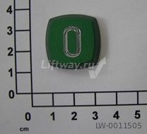 Нажимной элемент квадратный зеленый, символ "0", 23.23X23.23X6.4MM