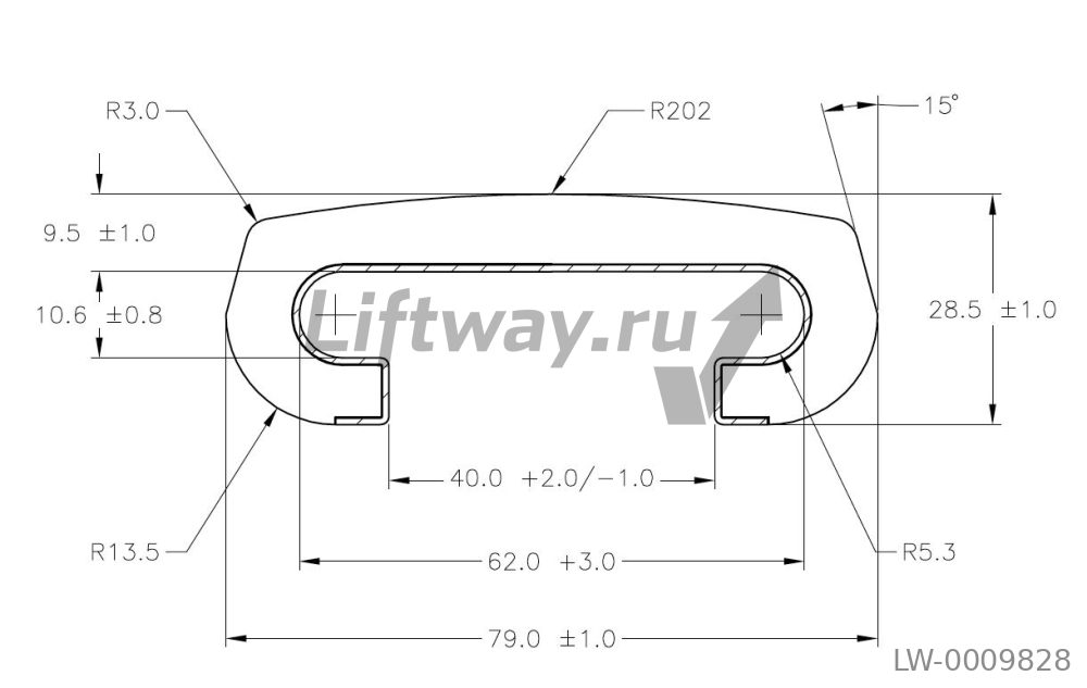 Поручень черный Schindler SDS, красное нейлоновое внутреннее покрытие C697 (Производство SKG)