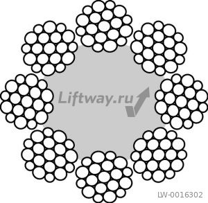 Канат F819 W-FC d=12,0 мм 8x19W-FC 1570 N/mm2 U-sZ органич сердечник (G.WOLF Германия)