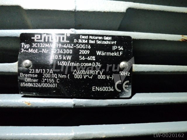 Мотор эскалатора Thyssen Velino EMOD 3C132M/4 19-4/4Z SOG16 10,5 kW с тормозом и маховиком