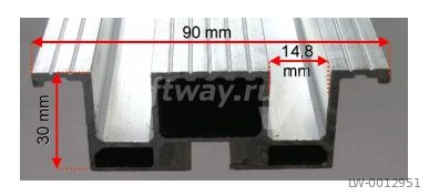 Порог ДШ дверей Fermator 2 паза 14.8мм L=1165 мм телескоп проем BT750
