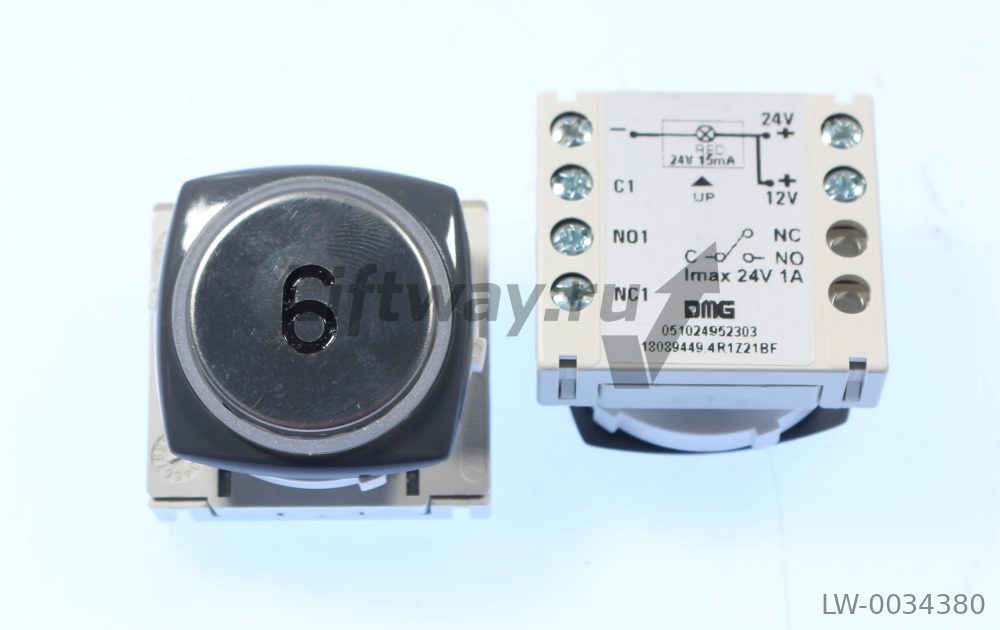Кнопка приказа "6" DMG тип BFFV (серое кольцо), с модулем 24V, красная подсветка