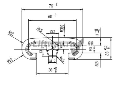 Поручень резиновый тип 880 (XIZI OTIS) черный 76мм V-образный (SKG, Китай)