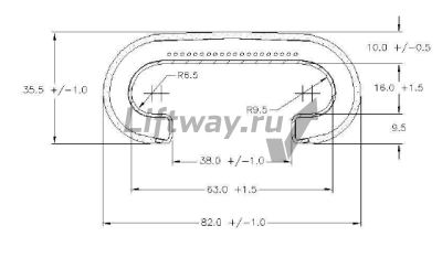 Поручень черный ЭЛЭС Е-600/Е-900, спец тип Отис 82мм НЕЙЛОНОВОЕ внутр покрытие (Производство SKG)